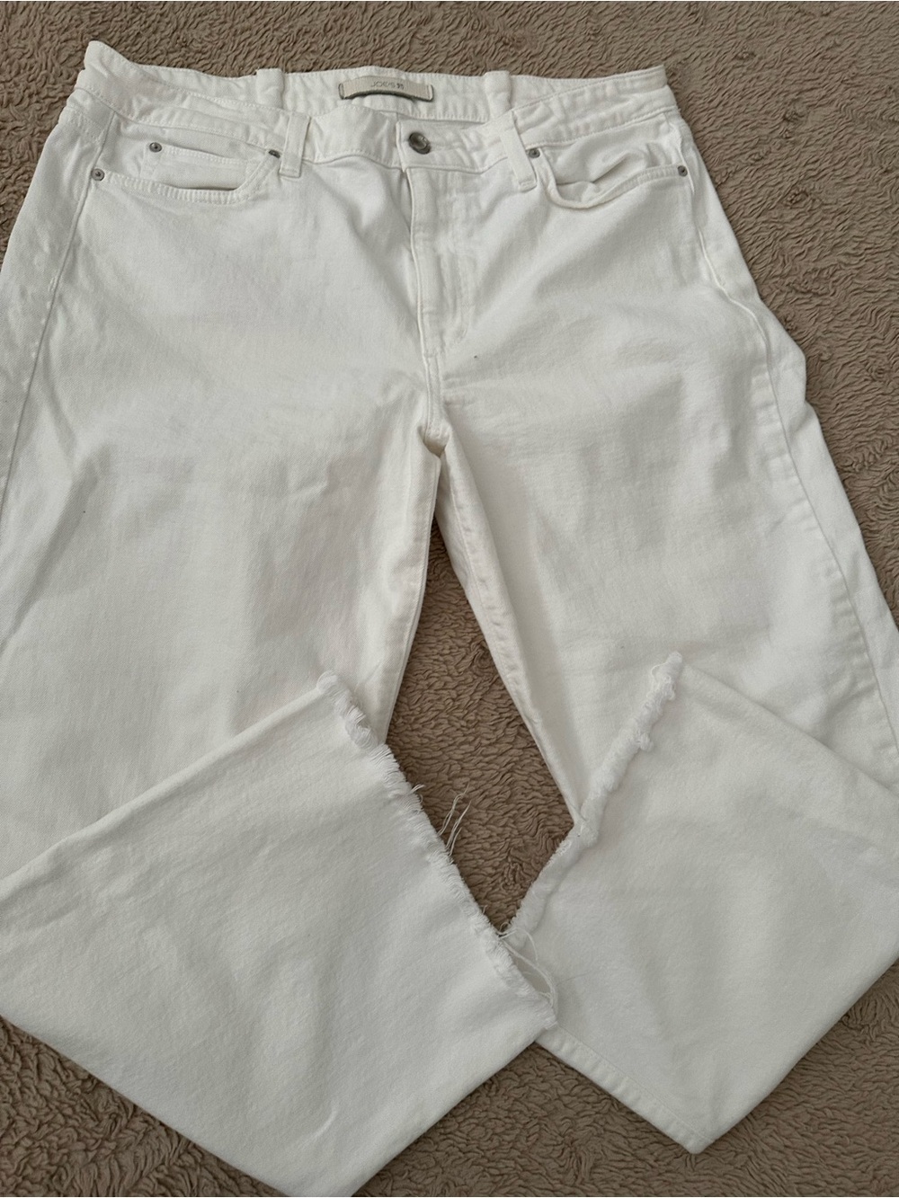 Joe's Jeans White Cropped Frayed-Hem Ankle Jeans the Wyatt size 32